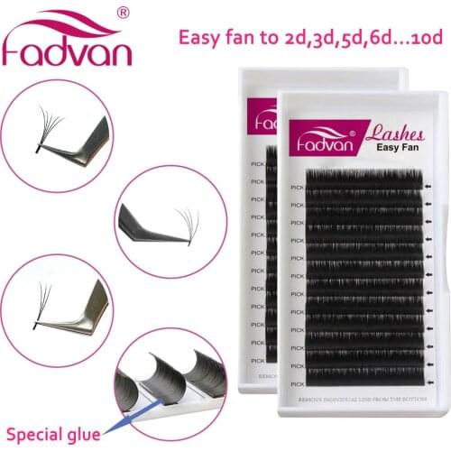 Easy Fanning False Eyelash Extensions New Techinology 0.07 Thickness 1 Second Blooming Fake Lashes Extensions for Lash Building