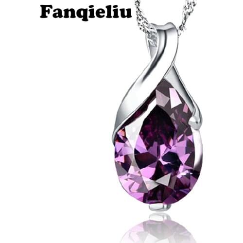 Fanqieliu Jewelry Accessories Pendants Solid 925 Sterling Silver Chain Free Gift Crystal Pendant Necklace For Women FQL20262