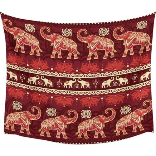 India Animal Elephant Flower Wall Tapestry Home Wall Decor Bedroom Tapestry Wall Hanging Yoga Mat Picnic Mat