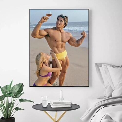 Canvas Painting Wall Art Arnold Schwarzenegger Bodybuilding Poster Fitness Modern Picture Home Living Room Decoration