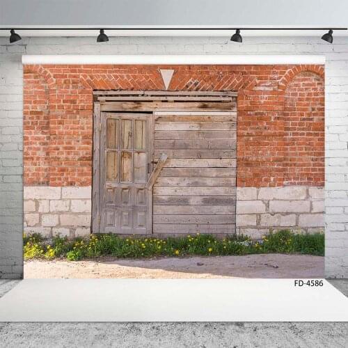 Brick Wall Wooden Door Photo Background Computer Printed Backdrops Photography Props for Children Baby Portrait Pets Photocall