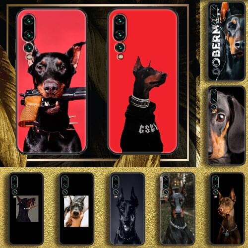 Doberman Dog Dachshund Cool Phone case For Huawei P Mate P10 P20 P30 P40 10 20 Smart Z Pro Lite 2019 black 3D Etui pretty shell