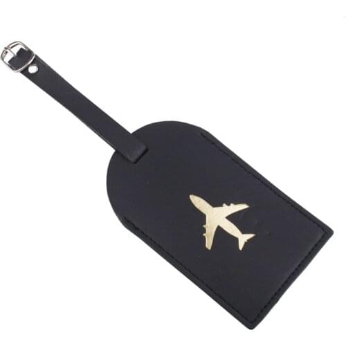 Leather Luggage ID Tag Black/ White Stylish One Size Luggage Bag Tags Black/Whte with Bronzing Pattern M68C