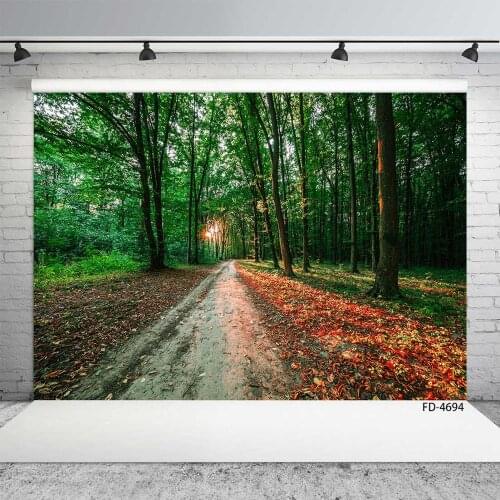 Woodland Path Trees Sunshine Photo Backdrop Computer Printed Background for Baby Children Portrait Photocall Photography Props