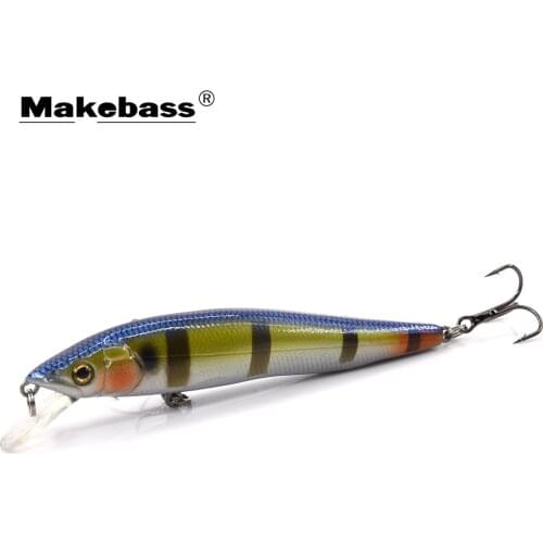 Makebass Minnow Sinking Lure Bionic Plug Hard Bait Artificial Ocean Boat Fishing Tackle for Bass Trout Perch 3.7"/0.4oz
