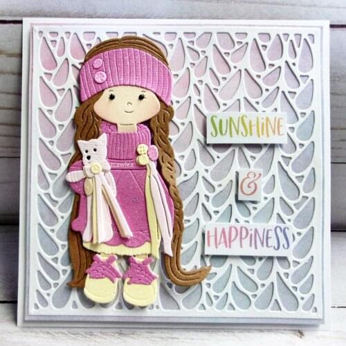 Lovely Winter Tiger Doll Long Hair Girl Metal Cutting Dies Human Doll Stencil for DIY Craft Scrapbooking Cards Decorative