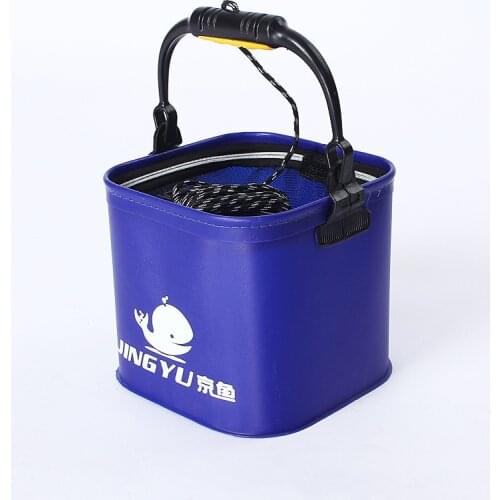 Multifunction Foldable Fishing Bucket Outdoor Handled Fish Water Storage Container with Filter Net