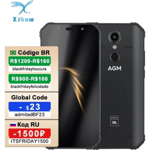 AGM A9 IP68 Mobilephone Android 8.1 4GB 64GB 5.99" 18:9 FHD+ 5400mAh Snapdragon 450 Front 16MP Rear 12MP Fingerprint NFC Phone
