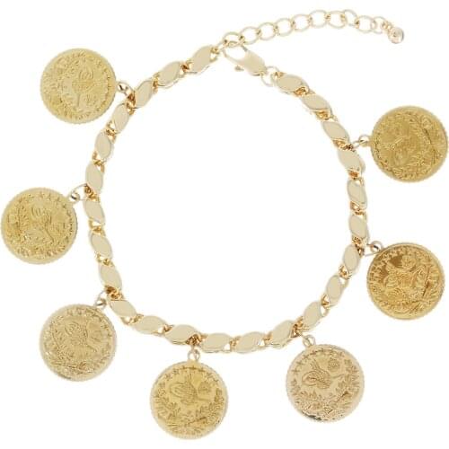 Fashion Luxury Coin Gold charm bracelets for women Islamic Muslim Jewelry Gift wholesale bulk
