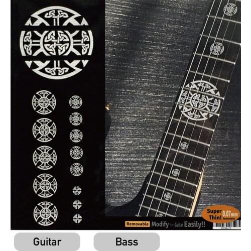 Inlay Stickers Decal for Acoustic Guitar Fretboard Fret Marker - Celtic Cross (Metallic)