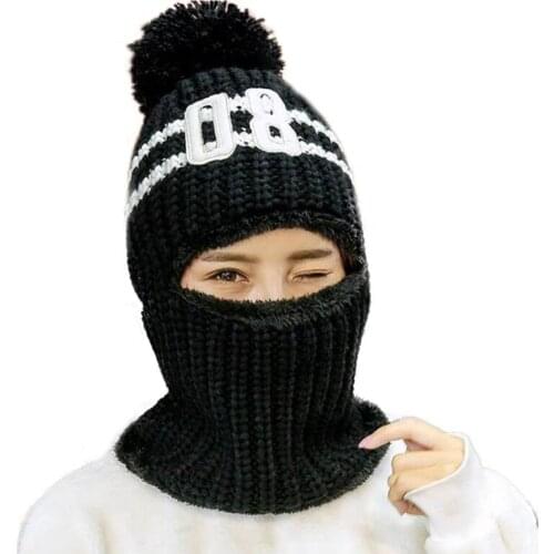 New Knitted Hat Fashion Girls Parents Children Wool Cap Winter Outdoor Windproof Ear Protectors Keep Warm Hairball Hats TG0184