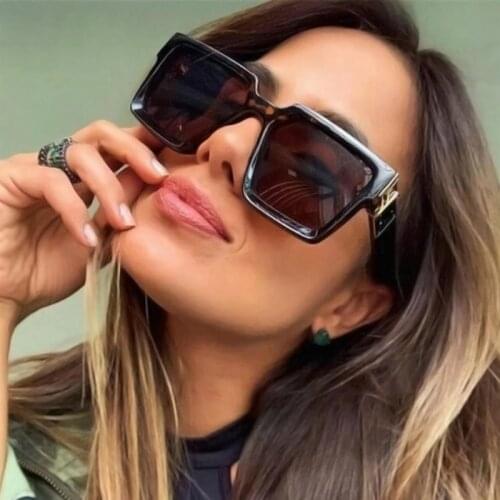 2021 NEW Fashion Luxury Sunglasses Women Square Brand Design Big Black Female Mirror Shades Ladies Drive Femme Oculos Lunette