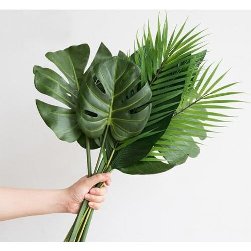 One Piece monstera artificial plants plastic tropical palm tree leaves home garden decoration accessories Photography Decorative