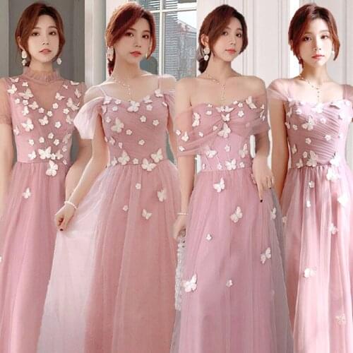 Bridesmaids Dresses Illusion Pearls Appliques Spaghetti Straps Pleat Short Lace Tulle Floor-Length Women Wedding Party Gown E344