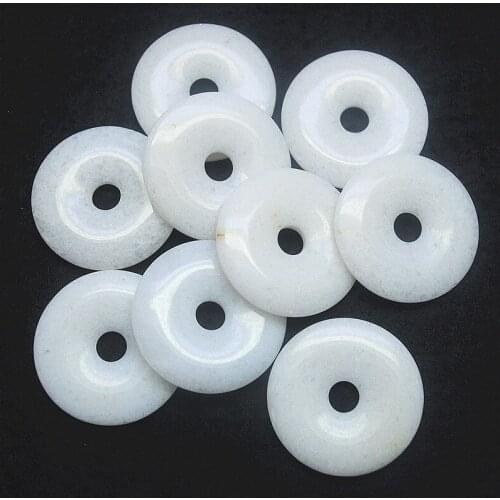 5pcs white jadee stone pendants round shape size 30mm nature gem stone diy gem stone loose beads jewelry findings top selling it