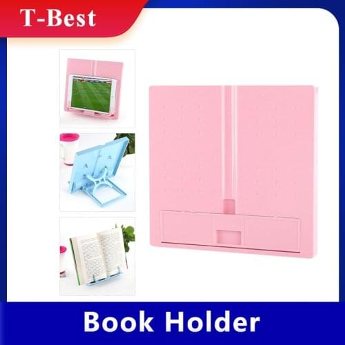 Portable Plastic Book Stand Foldable Book Document Holder Adjustable 6 Angles Bookstand Desk Reading Kitchen Stand