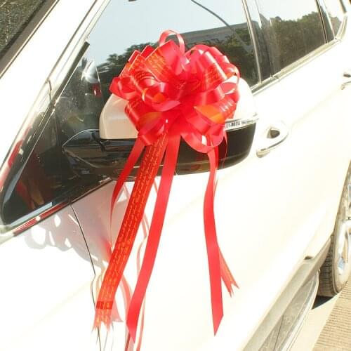 Selling 10pcs/lot 7cm Wedding car garland Party Decor English alphabet Wedding Garland Pull Bows Ribbon Hand Flower Gift Garland