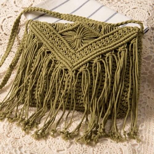 British style simple fringed messenger straw bag retro shoulder bag summer casual beach bag