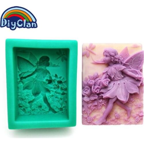 Rectangle Fairy Soap Making Silicone Mold For Candle Cake Chocolate Aroma Mould Polymer Clay Molds Essential Oil Form S0121TS