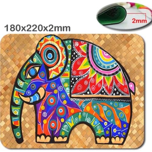 Rectangle Gaming Mouse Pad Mat With Aztec Elephant Image Cloth Cover Non-slip Backing in 220*180mm*2mm - accessory and