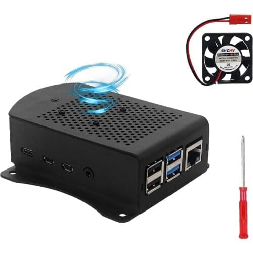 Raspberry Pi 4 Model B Aluminum Case Box Metal Shell with Hanging Bracket with Cooling Fan Screwdriver for Raspberry Pi 4
