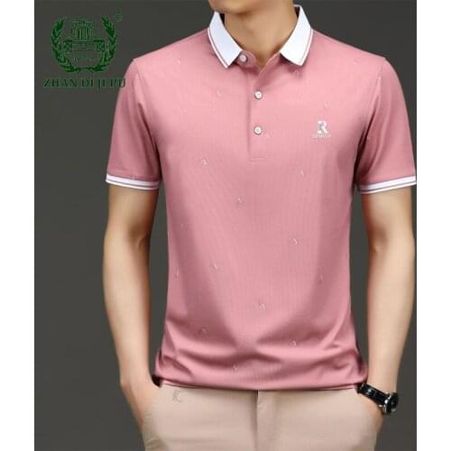 Embroidery Short Sleeve Polo Shirt Men Letter Printed Summer Korean Casual Cotton Comfortable Lapel Business Polo T-shirt Male