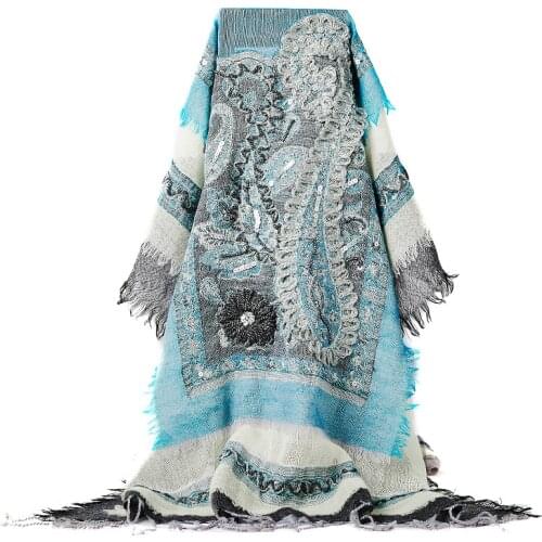Wool Pashmina Scarf Women Travel Bead Winter Nepal Warm Scarf India Nepal imported Boiled Wool Shawl Ethnic Kashmir Handmade