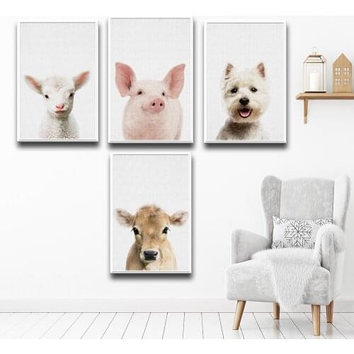 Nordic Dog Hand Painted Canvas Oil Paintings Canvas Painting Kids Wall Pictures Poster Decoration