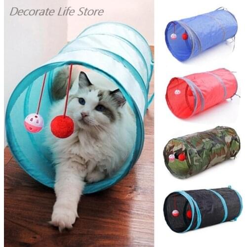 Foldable Cat Kitten Play Tunnel Rabbit Cave Passageway Tubes Pet Bell Small Passage Hiding Toy