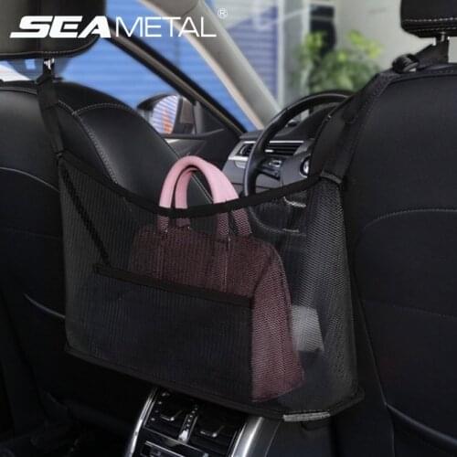 Universal Car Seat Back Storage Bag Interior Auto Mesh Organizer Nets Multi Pockets Seats Handbag Holder Pouch Automobiles Goods