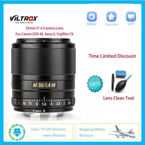 Viltrox 33mm F1.4 DSLR Camera Lens APS-C STM Autofocus For Sony E Canon EOS-M Fujifilm FX X-T3 X20 X-T30 X-T20 X-T100 X-Pro2