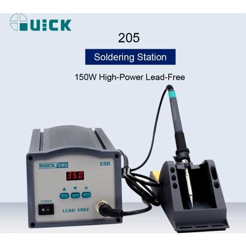 QUICK 205 150W High-Power Lead-Free Soldering Station Digital Display Thermostat Soldering Pen High-Frequency Rework Station