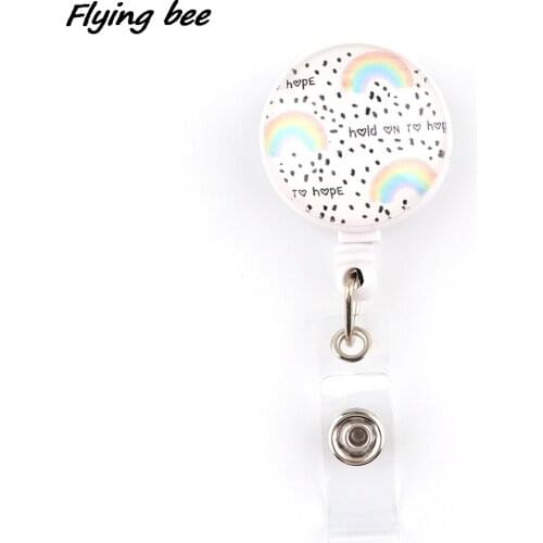 X2050 1pcs High Quality Rainbow Retractable Badge Reel Clip Cartoon Student Friends Exquisite IC Card Badge Holder Fashion Gift