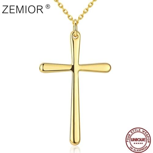 ZEMIOR Pendant Necklaces Fashion Simple Gold Classic Christian Cross Necklace For Women Anniversary Jewelry Gift New Arrival