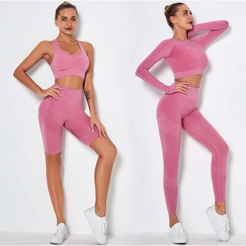 Women Seamless 2PCS Yoga Set Sports Bra High Waist Fitness Gym Shorts Running Sportswear Gym Set Workout Clothes Sports Suits
