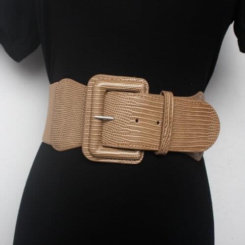 Women Wide Waist sealing Cover Decoration Belt Elastic Fashionable And All round Khaki Winter Black Wide Belt 7.5-7.8cm