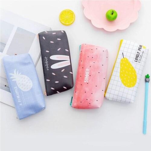 1@#1pcs/sell Brief Kawaii Animal Pencil Case Cute Rabbit Pattern School Supplies Stationery Gift Pencil Box Pencil Bag