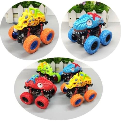 1 Pcs Dinosaur Pull Back Cars Inertia Double Sided Pull Back Cars Friction Vehicles Stunt Graffiti Car Off Road Model Toy
