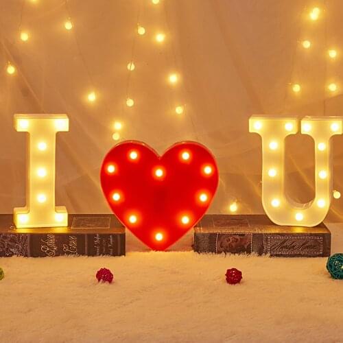 16cm A-Z Alphabet Letter Lights Marquee Sign Number LED Light Romantic Indoor Wall Night Lamp Decoration Valentines Day Gift
