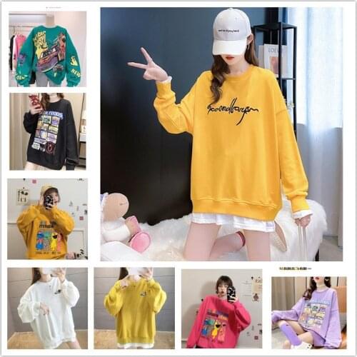 Free shipping2020 Autumn Loose Long-Sleeved hoodie Women 's Cartoon Printed Top Commuter plus Size sweatshirt All -match Top