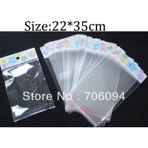 400pcs 22*35cm Clear Self Adhesive Seal Poly Opp Plastic Bag With Header,Custom logo Jewerly plastic bag