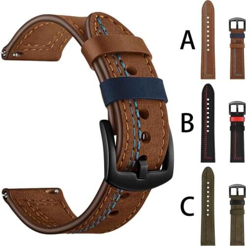 50pcs DHL Shipping 22mm Strap For Samsung Galaxy 46mm Gear S3 Frontier Band Genuine Leather Watchband Retro Smartwatch Bracelet