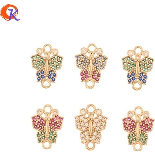 Cordial Design 50Pcs 9*13MM Jewelry Accessories/CZ Charms/Hand Made/Butterfly/Earring Connectors/DIY Making/Earring Findings