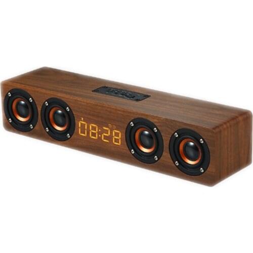 Wireless bluetooth speaker wooden subwoofer stereo wireless four speakers 3000mah long battery life-portable bookshelf speaker