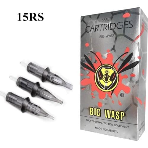 BIGWASP Evolved Gray Disposable Sterilized Safety 15RS Tattoo Cartridges Needle 20pcs/box (15 Round Shader)