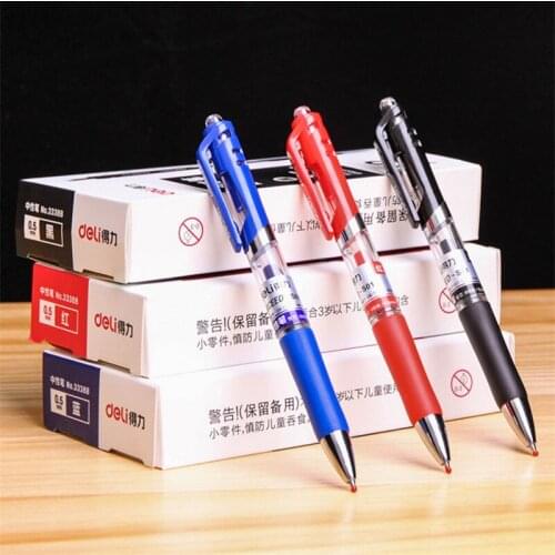 Deli 12 pcs 0.5 press the gel pen pen to write stationery school office supplies