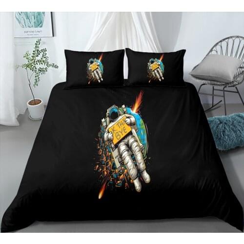 Children Kids Bedding Set 3D Astronaut Print 3pcs Duvet Cover King Queen Size Quilt Cover Set Bedclothes Comforter Single Double