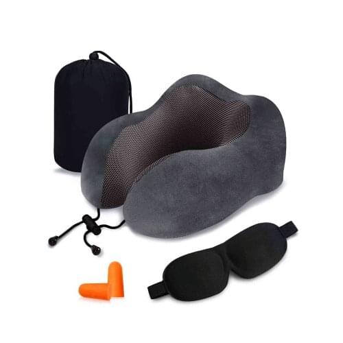 U-shape Sleeping Pillow Memory Foam Travel Neck Pillow Car Flight Headrest Pad Travel pillow nap cervical neck pillow Set