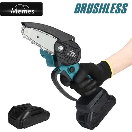 Memes Electric Chain Saw Brushless 21V Pruning Saw Electric Saws Cordless Garden Logging Saw Wood Cutter Power Tool With Battery