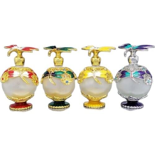 20ml Arabic Style Bottle with Metal Stick Vintage Perfume Bottle Comestic Embroidery Coloring Bottle Essential Oil Dropper Vial